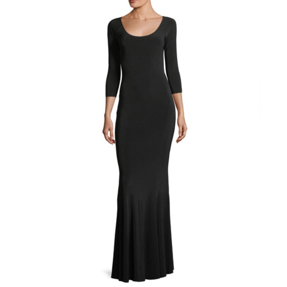 NWT NORMA KAMALI black SCOOP NECK FISHTAIL DRESS TO MIDCALF sz S